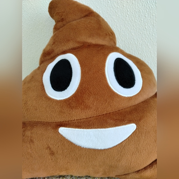 Smiling Pile of Poo Emoji Pillow Throw Accent Brown Stuffed Animal Kids Teen - Picture 7 of 10